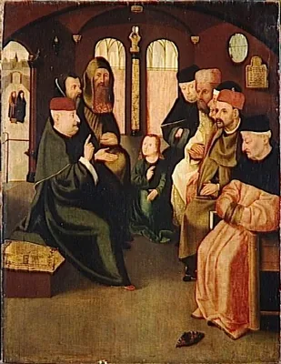 Jesus among the Doctors Alternative title(s): The Child Jesus in the Temple.[1] The Twelve-year-old Jesus in the Temple.[2] Christ's dispute with the doctors in the temple.