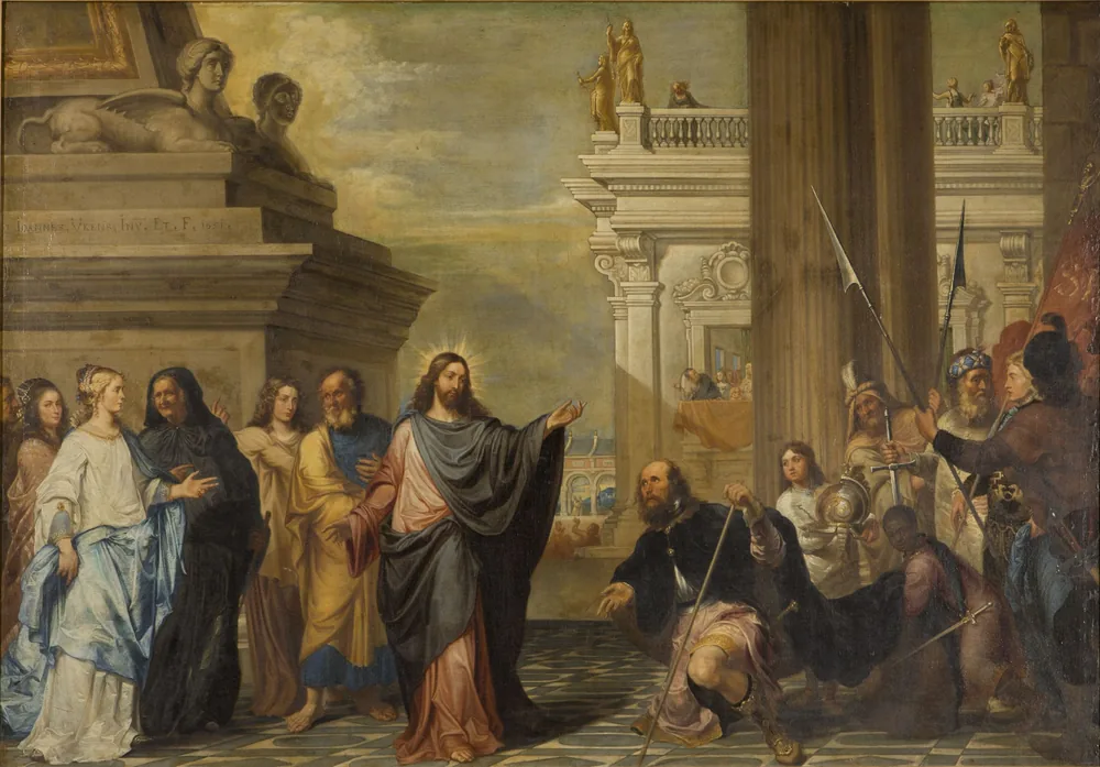 Centurion of Capernaum begs Jesus to heal his servant