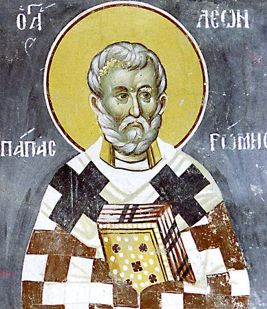Greek Fresco of Saint Leo I Pope of Rome