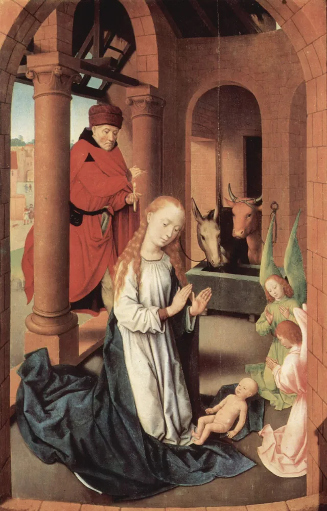 Dreikönigsaltar, linker Flügel: Christi Geburt