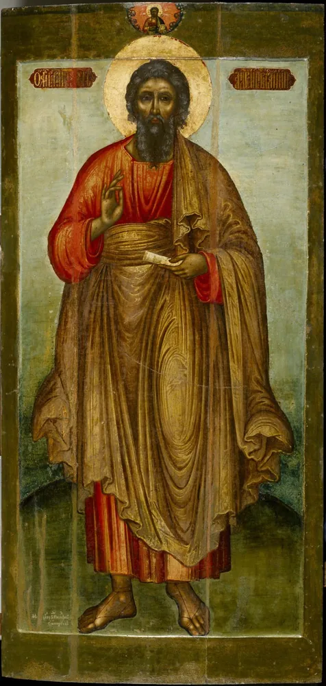 Russian: «Фёдор Евтихиев Зубов. Андрей Первозванный. 1669»Fyodor Zubov. Andrew the Apostle.1669