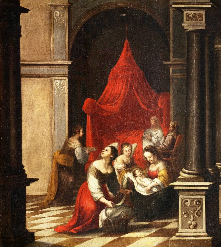 La Natividad de la Virgen, de Juan García de Miranda (Museo del Prado) (cropped)