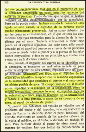 Escrito de Karol Wojtyla sobre el nudismo (facsímil)