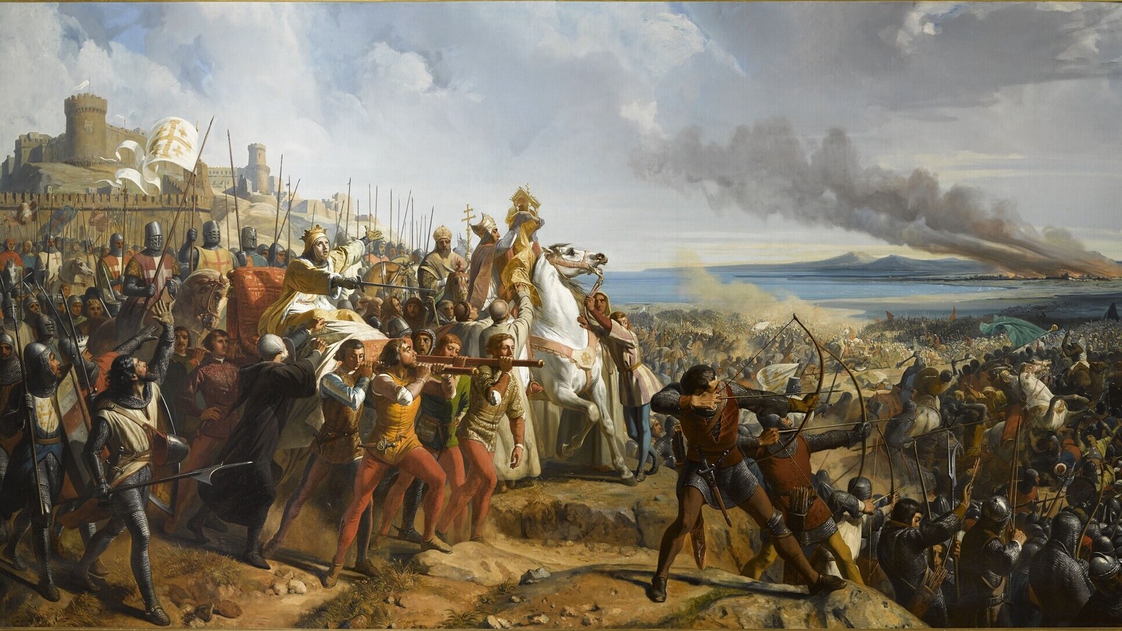 Charles-Philippe Larivière, La batalla de Montgisard (1842): un obispo alza la Vera Cruz entre los cruzados de Balduino IV