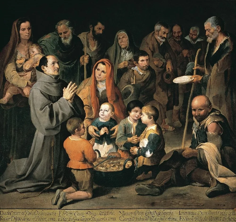 San Diego de Alcalá dando de comer a los pobres